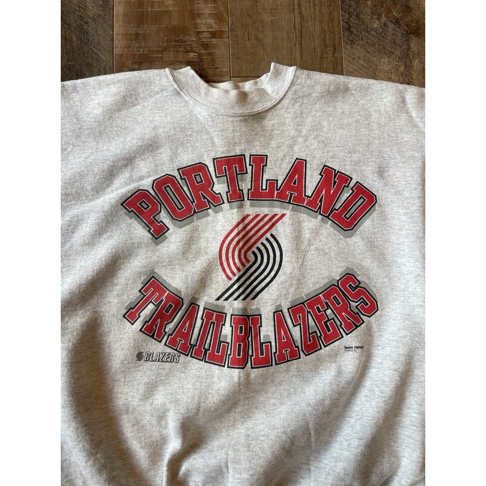 Portland Trailblazers 80s 90s Vintage Gray Basketball Crewneck Sweatshirt USA - Picture 2 of 11